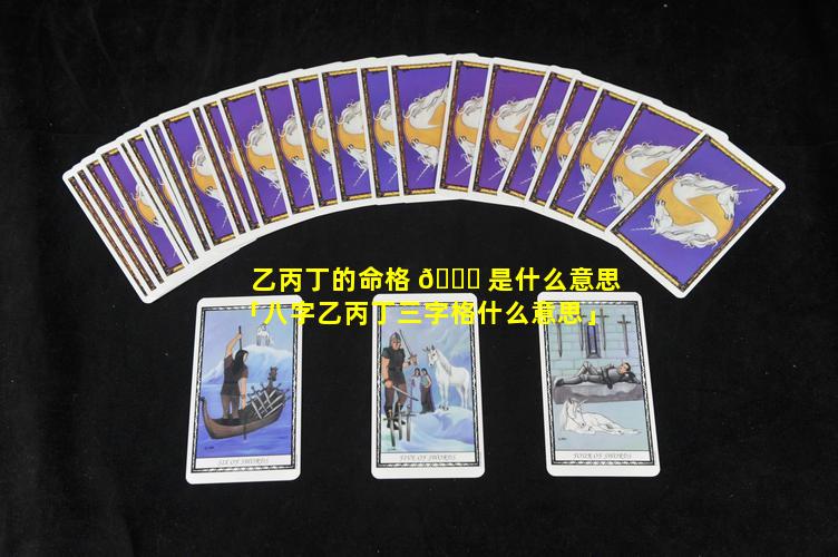 乙丙丁的命格 🍀 是什么意思「八字乙丙丁三字格什么意思」